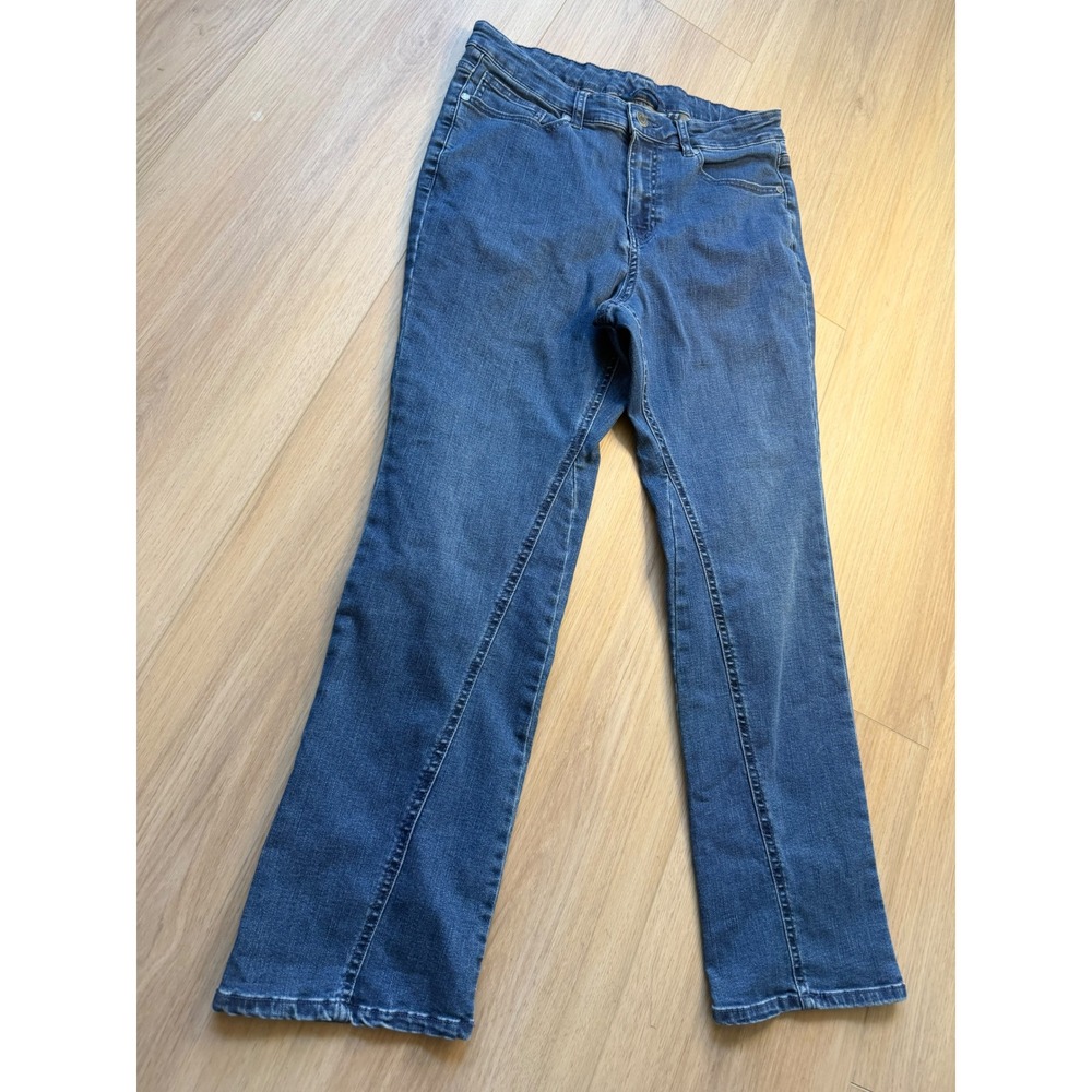 Isaac Mizrahi Live! Womens Blue Straight Leg Jeans Front Seam Detail Size 12